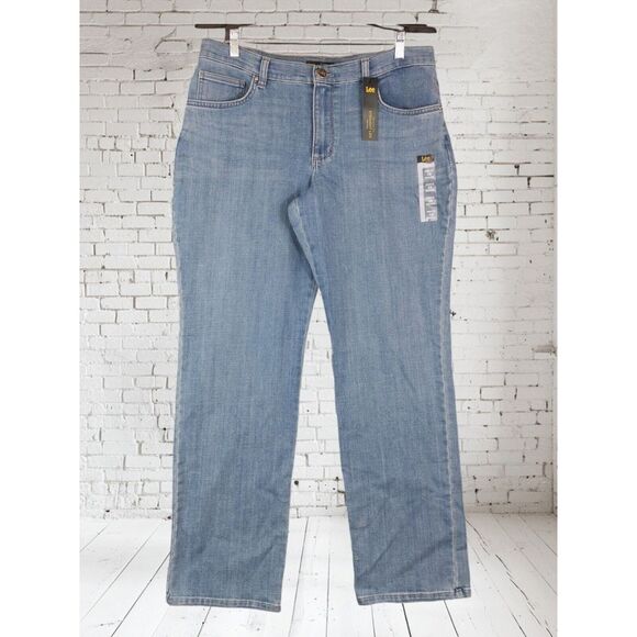 Lee Womens Relaxed Fit Jeans Size 16 M 3 Blue 38x32Straight Leg Stretch Mid Rise - Picture 1 of 3